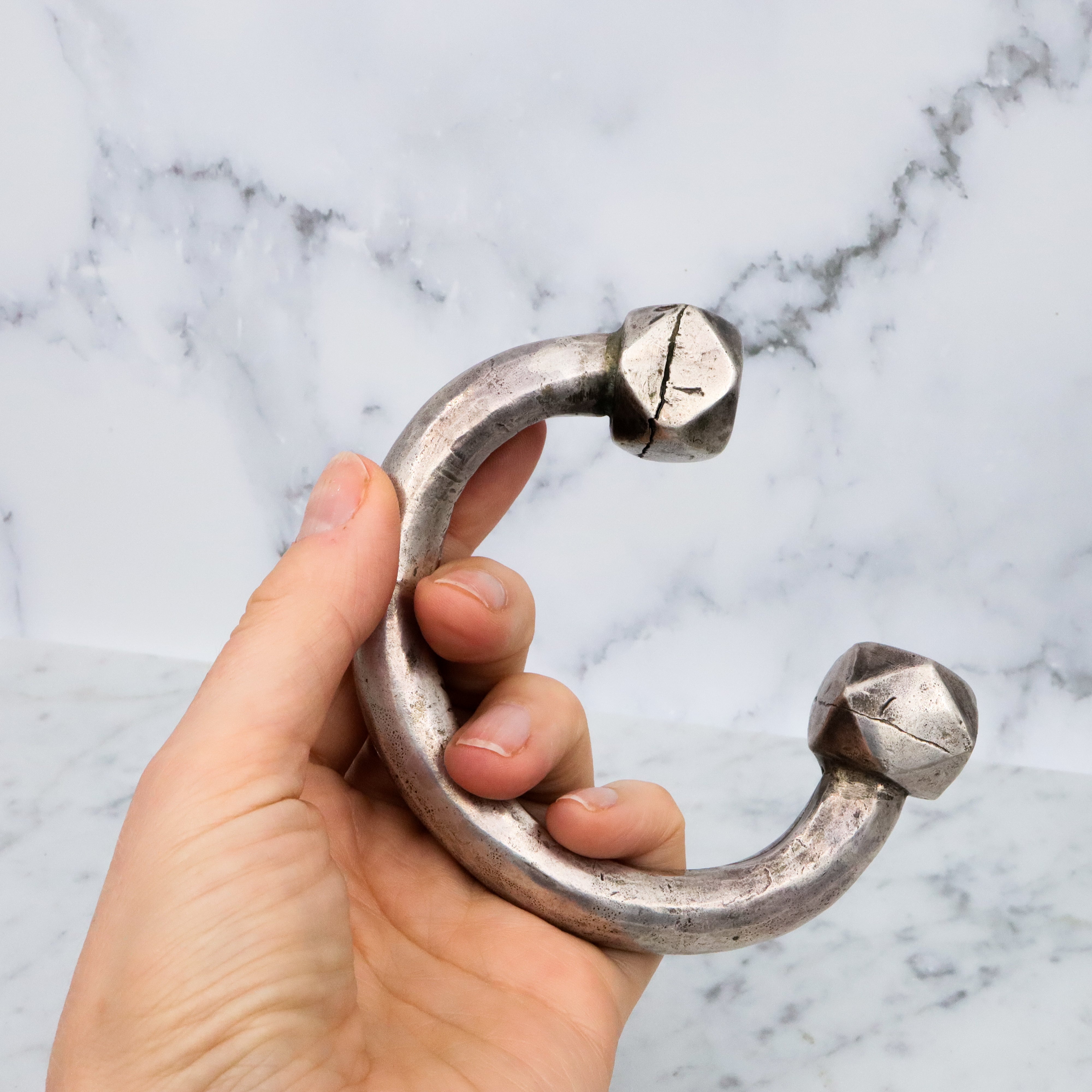 Antique African tribal Fulani style silver arm cuff